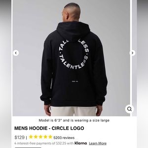 TALENTLESS MEN'S PREMIUM HOODIE - CIRCLE LOGO -BLACK SIZE MEDIUM